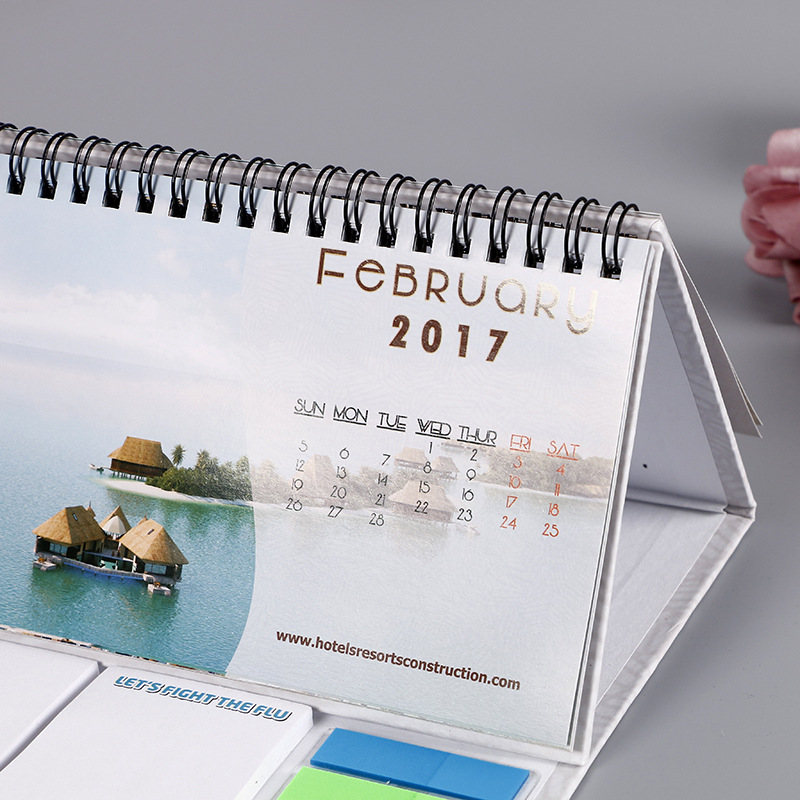 Factory Custom Printing Desk Pad Calendar Planner Notes  Table Calendar 2023 Full Coloring Desktop Calendar with Sticky Notes