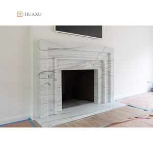 Huaxu Italy Natural Marble Stone Decorative Sliver Mist Carrara White Marble Fireplace