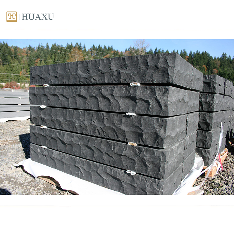 Huaxu Chinese wholesale black basalt stone dark grey granite  natural split cubes stone for Paving