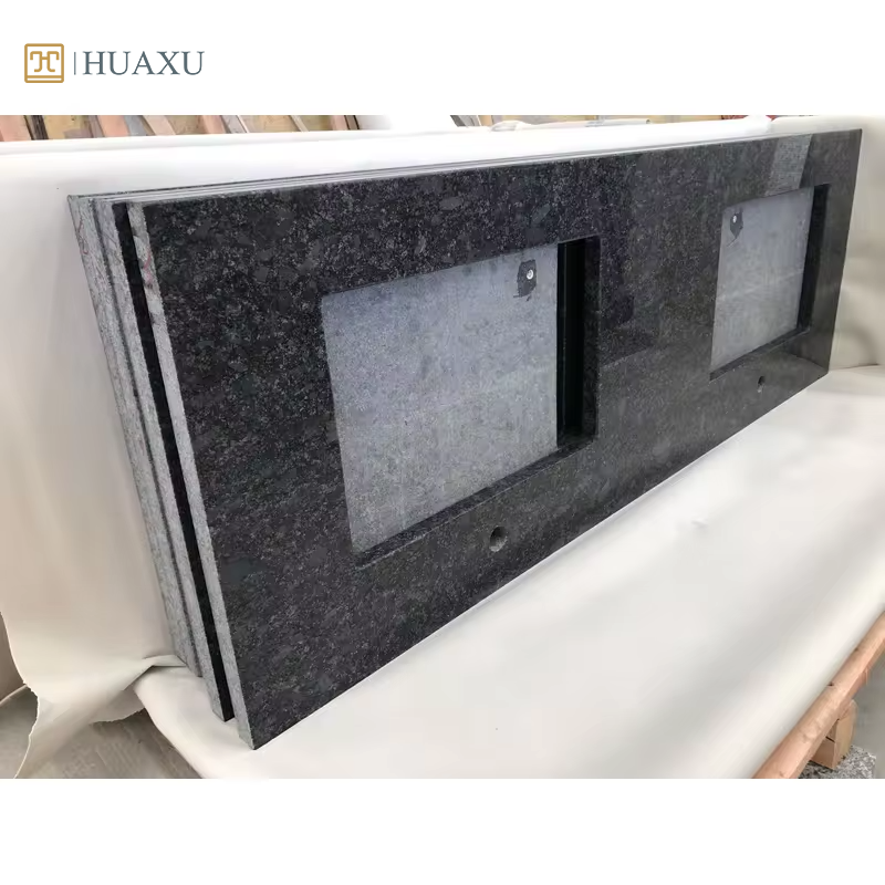 Huaxu Factory's Modern Grey Granite Vanity Tops Double Counter Top for Bathroom for Villa Table Hotel Countertop