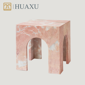 Huaxu Custom Size Design High End Modern Pink Marble Center Table Different Natural Trinity Marble Top Side Table