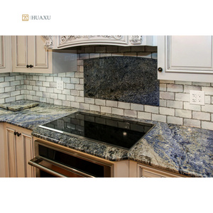 Huaxu Luxury Brazil Exotic Natural Granite Table Top Ocean Blue Azul Bahia Granite Countertop