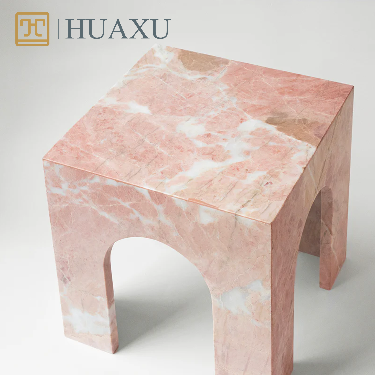 Huaxu Custom Size Design High End Modern Pink Marble Center Table Different Natural Trinity Marble Top Side Table