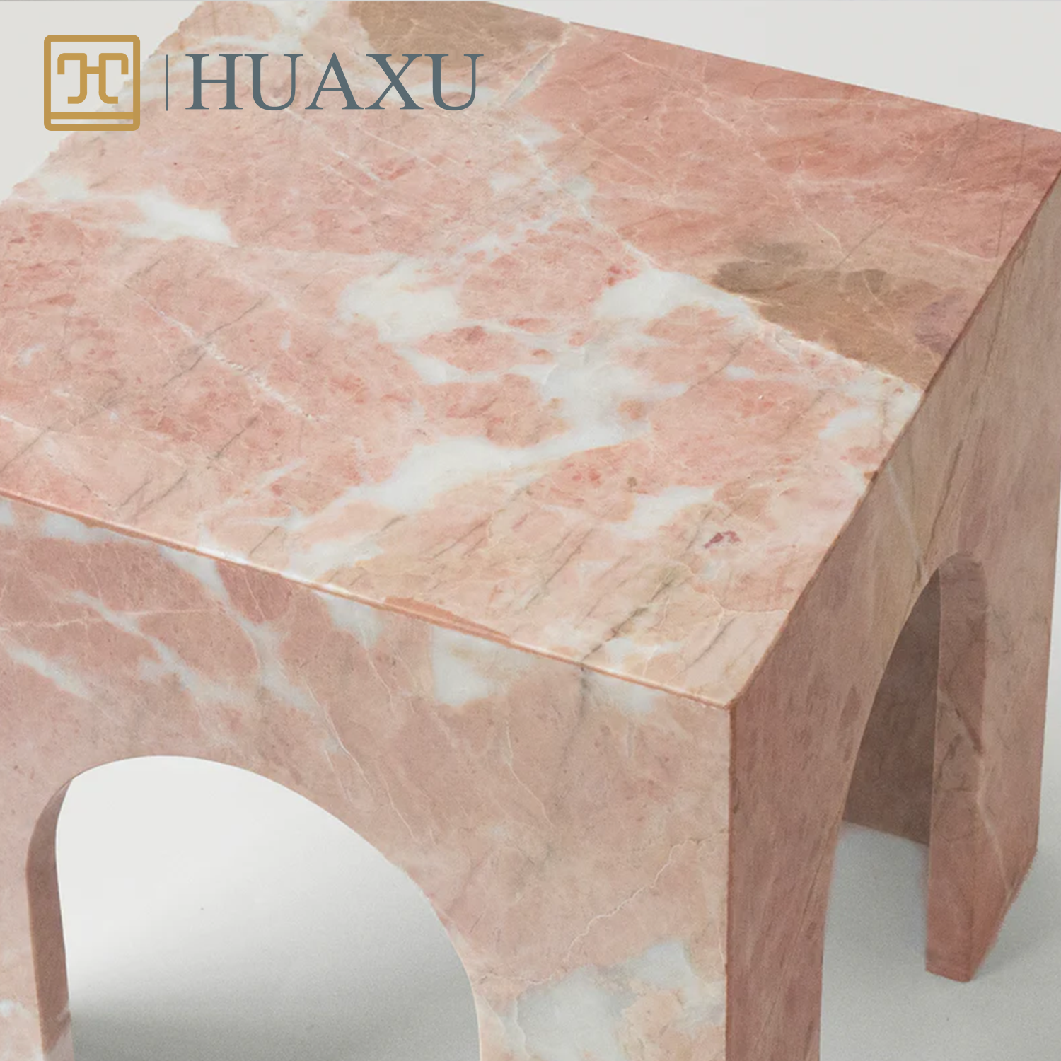 Huaxu Custom Size Design High End Modern Pink Marble Center Table Different Natural Trinity Marble Top Side Table