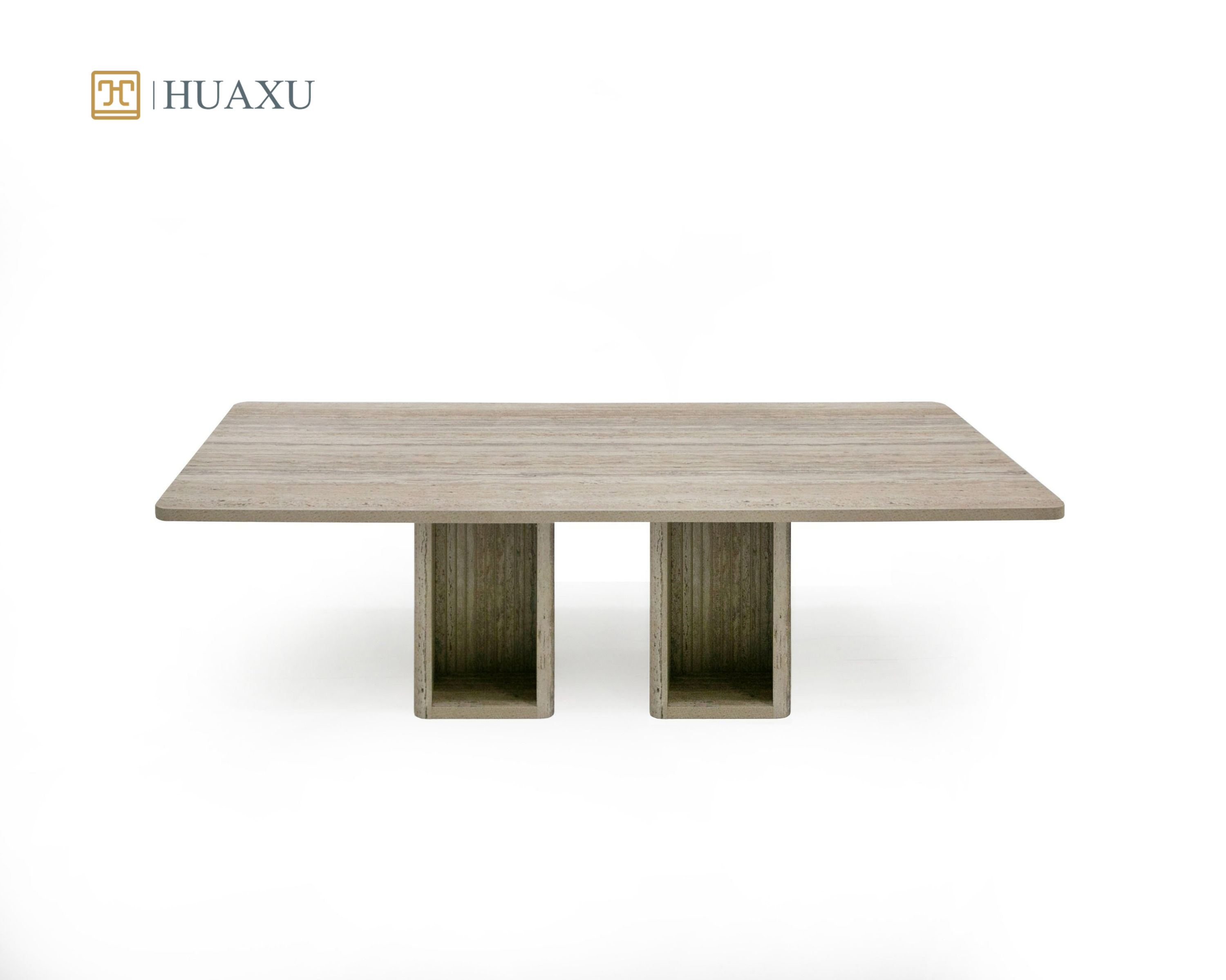 Huaxu 2024 New Design Rome Style Luxury Italy Natural Travertine Marble Stone Rectangle Dining Table