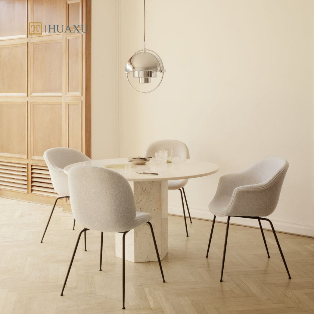 Huaxu Modern Luxury Natural Stone Round Dining Tables Modern Round Travertine Marble Dining Table