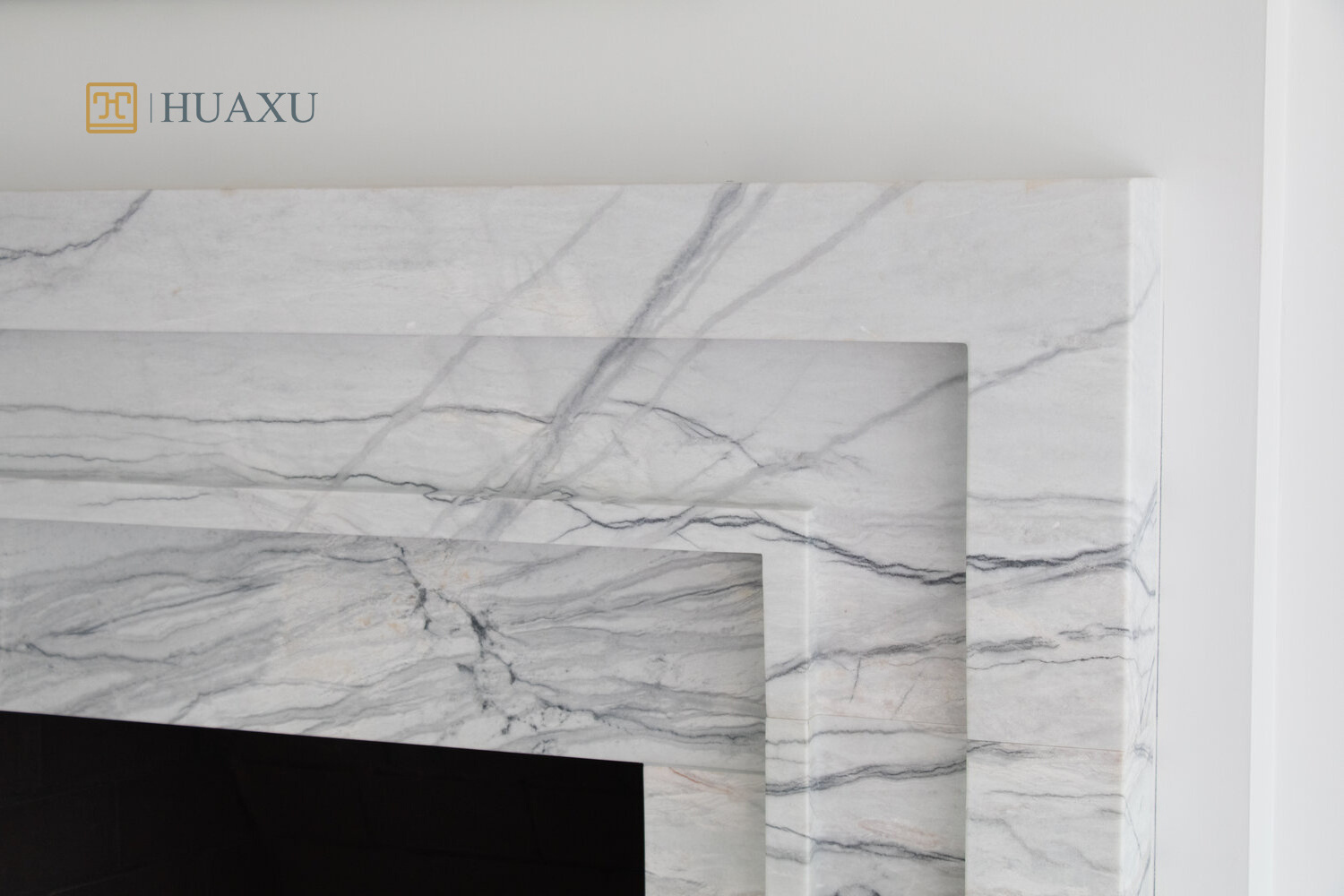 Huaxu Italy Natural Marble Stone Decorative Sliver Mist Carrara White Marble Fireplace