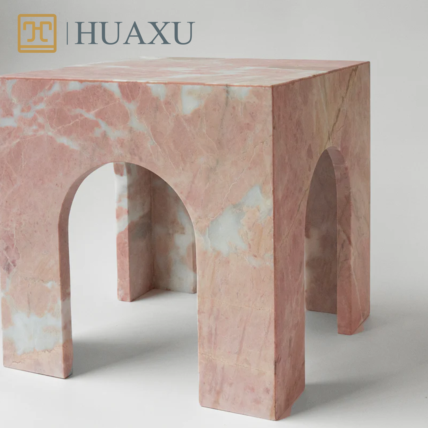 Huaxu Custom Size Design High End Modern Pink Marble Center Table Different Natural Trinity Marble Top Side Table