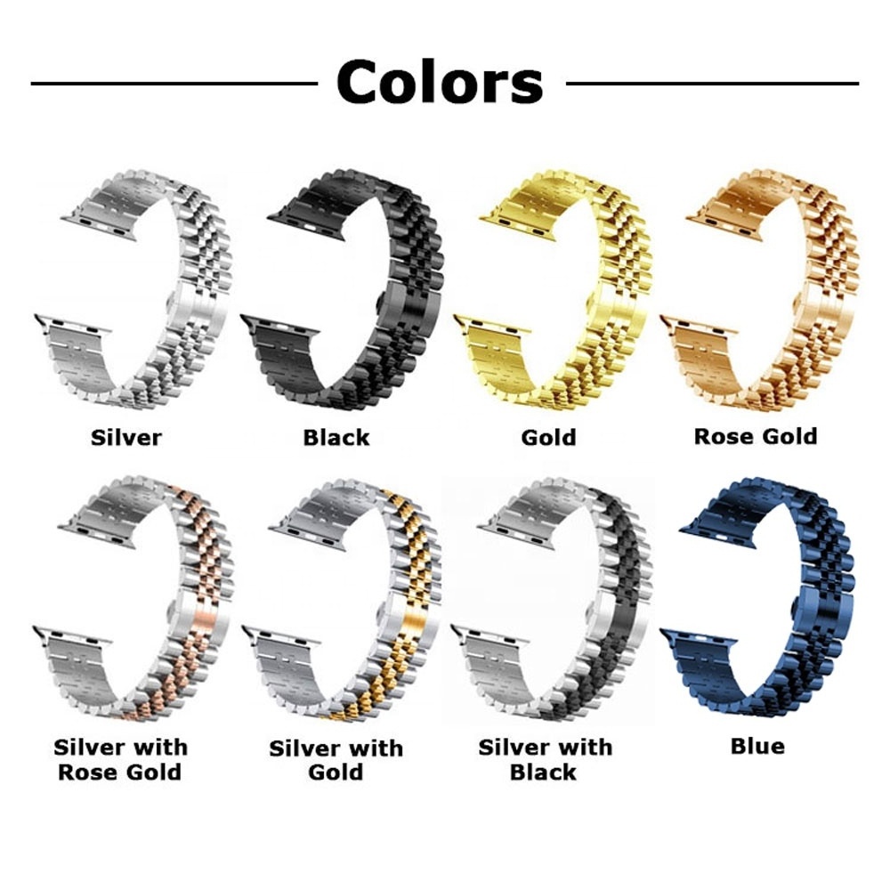 Solid Plated Gold Metal Strap Stainless Steel Bracelets Watch Band for Apple Watch Ultra 49mm iWatch series 9 8 7 42mm 44mm 45mm