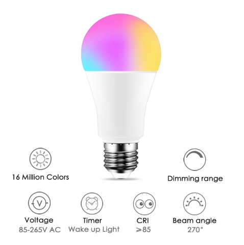 15W WiFi Smart Light Bulb B22 E27 LED RGB Lamp Work with Alexa/Google Home 85-265V RGB+White Dimmable Timer Function Magic Bulb