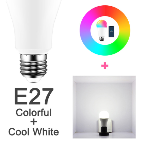 15W WiFi Smart Light Bulb B22 E27 LED RGB Lamp Work with Alexa/Google Home 85-265V RGB+White Dimmable Timer Function Magic Bulb