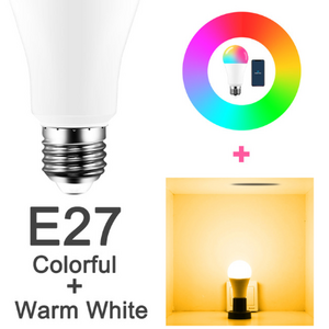 15W WiFi Smart Light Bulb B22 E27 LED RGB Lamp Work with Alexa/Google Home 85-265V RGB+White Dimmable Timer Function Magic Bulb