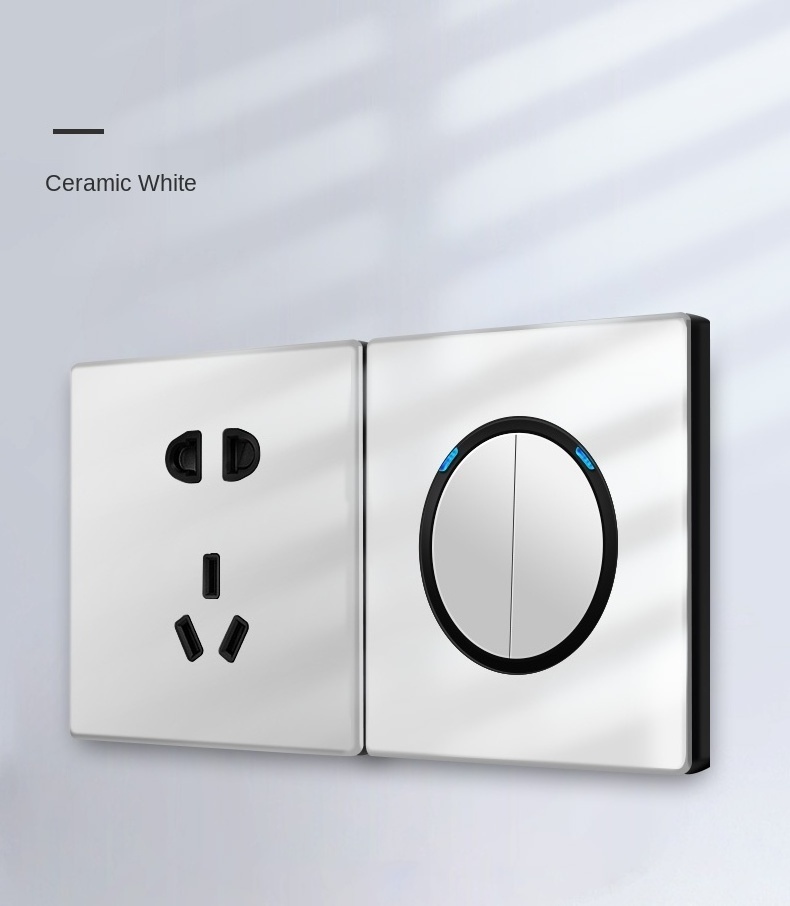 Retro Light Switches Wall Glass Panel Black TV USB Sockets Power Outlet Parts Sockets Press button Interruptor