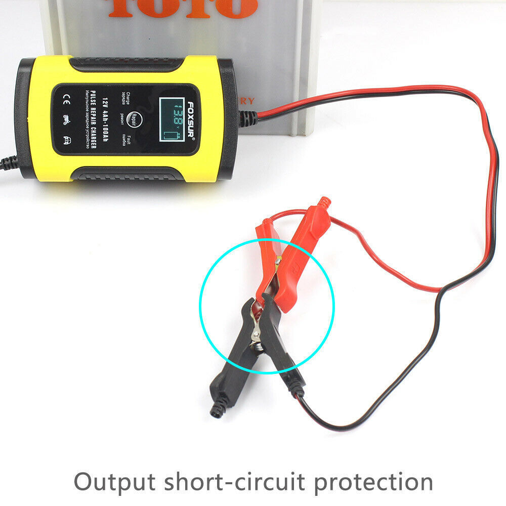 12V 5A Pulse Battery Charger LCD Display, Motorcycle & Car Battery Charger, 12V AGM GEL WET Lead Acid Battery Charger