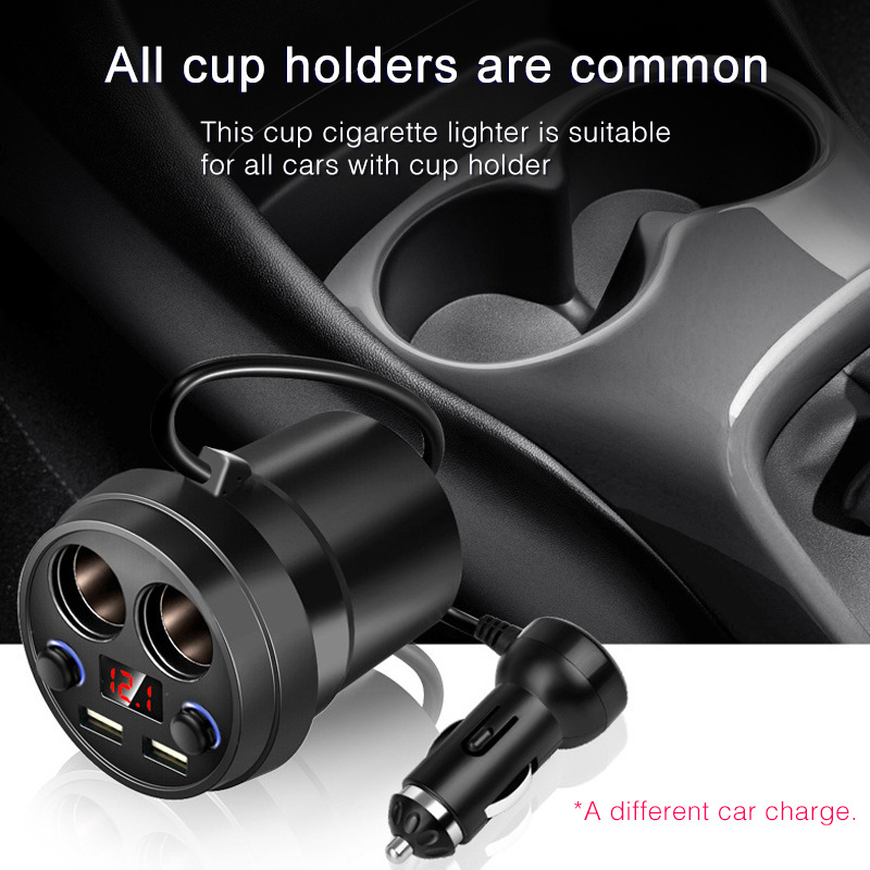 Car Charger 2 USB DC/5V 3.1A Cup Power Socket Adapter Cigarette Lighter Splitter Mobile Phone Chargers With Voltage LED Display