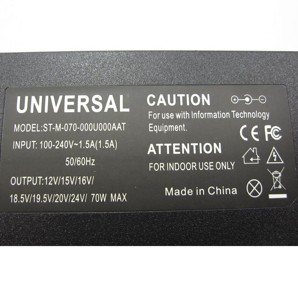 Manual 70W slim universal laptop ac power Adapter charger Output Voltage 12V-24V 70w slim  universal laptop adapter