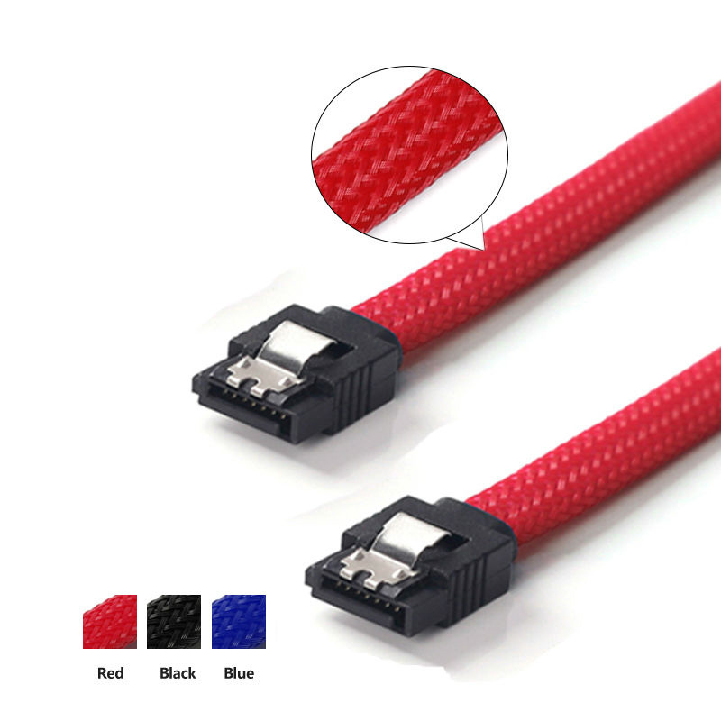 1pcs/3pcs 50cm Sata3 7pin Data Cables 6gb/s Ss d Cable Hdd Hard Disk Drive Cord Line With Nylon Braid White Red Color Sleeved