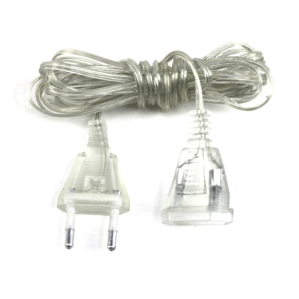 220V Transparent Power Extension Cord 3M 5M EU String Wire AC Standard Switch Cable LED Lamp for Christmas New Year String Light