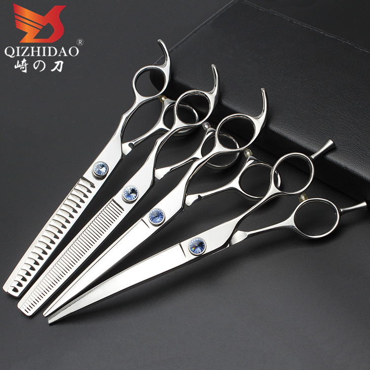 Japanese stainless steel dog grooming scissors flat shear thinning shears upper and lower bending scissors pet scissors