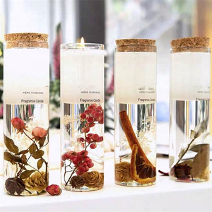 Wholesale Bulk Scented Candles With Cork Lids Using Jelly Gel Wax With Dried Flower Decoration