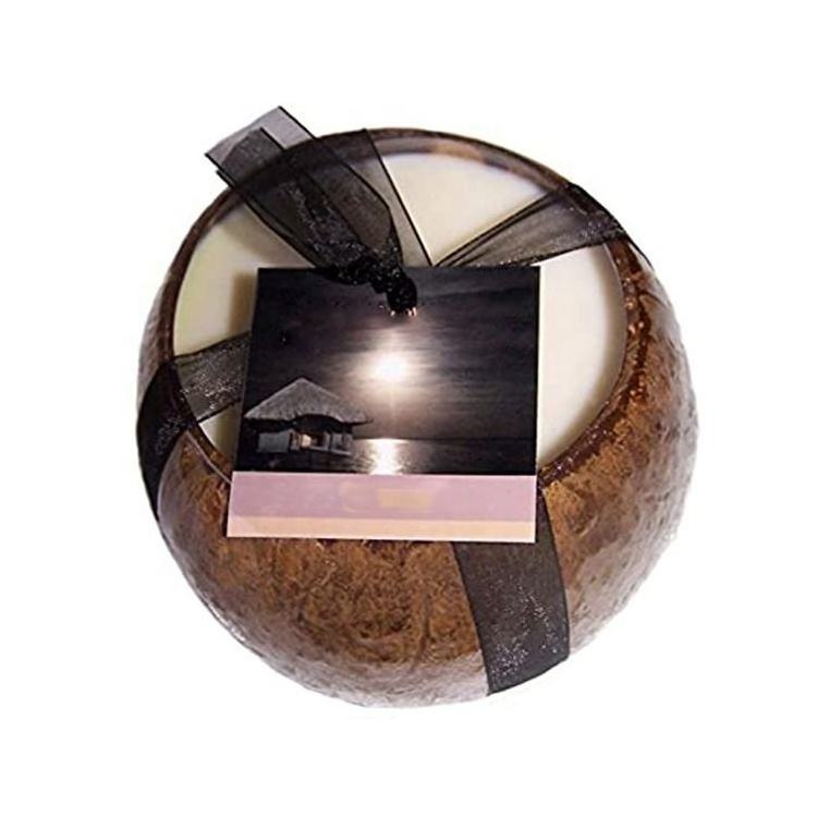 2022 handmade coconut candles wholesale coconut candles eco-friendly coconut shell bowl Christmas scent