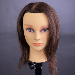 Real Human Hair Barber Training Mannequin Head Doll for Haircut Dye Braid Bleach for Hairdressing Practice