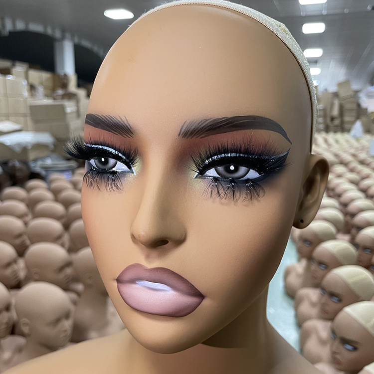 HUAYANG Wholesale High Quality PVC African american Female Wig Mannequin Head with Shoulders and Makeup