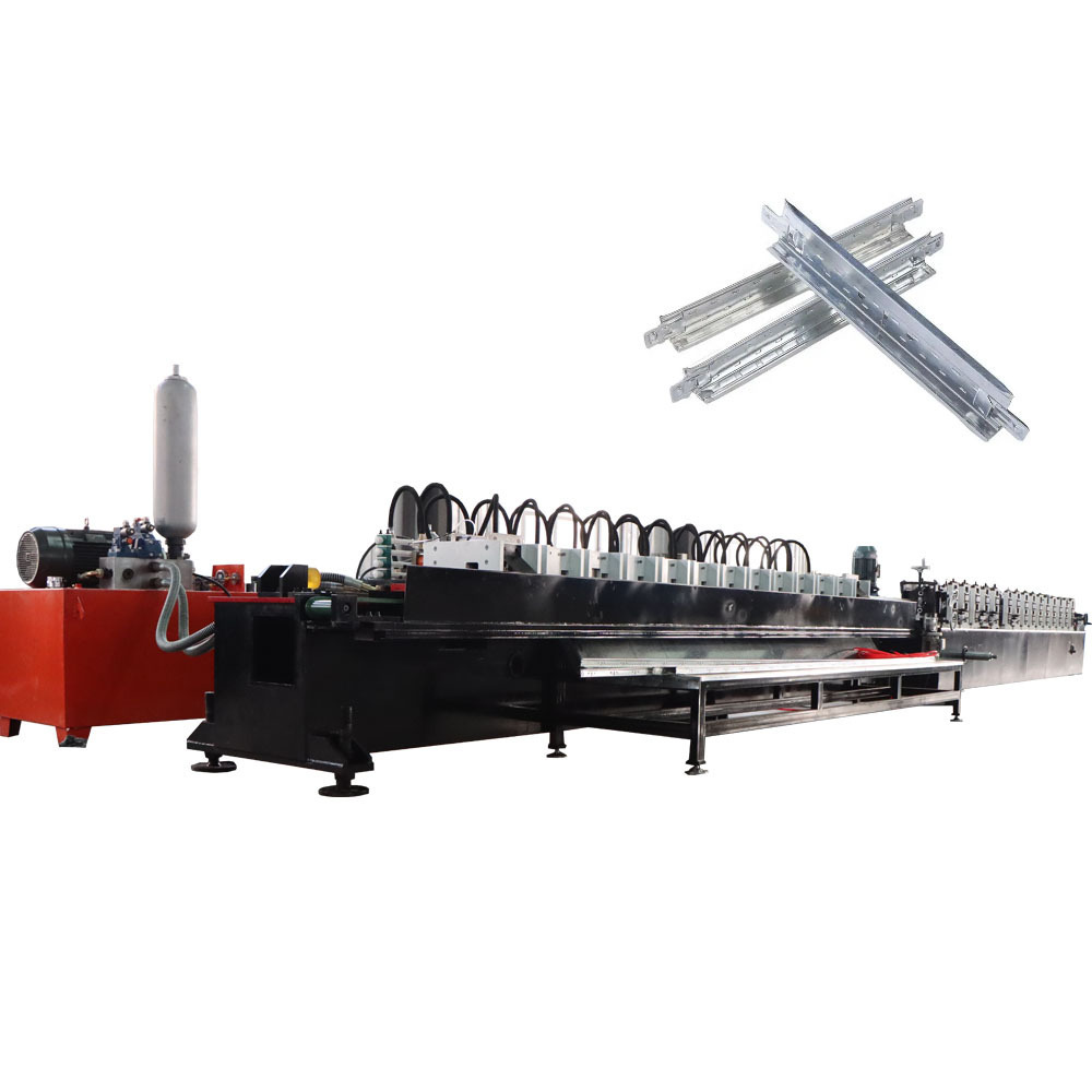 automatic metal steel sections t bar 3d groove grid ceiling profiles cold roll forming making machine