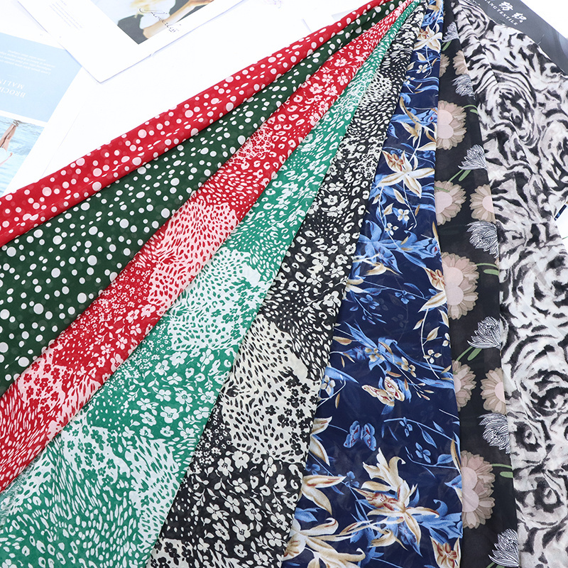 Hot summer beach towel fabric Fashion sunscreen chiffon polyester soft large floral fabric clothing material