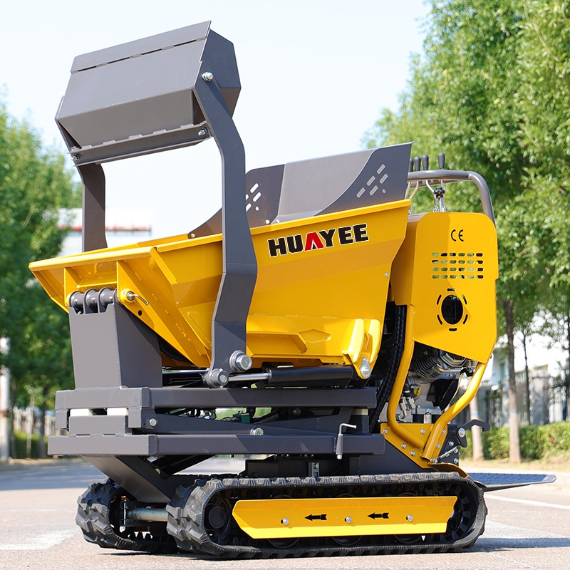 China Hydraulic Mini Dumper Truck 500kg Construction Garden Mini Dump Truck Factory Price Gasoline Farm Use Tracked Dumper