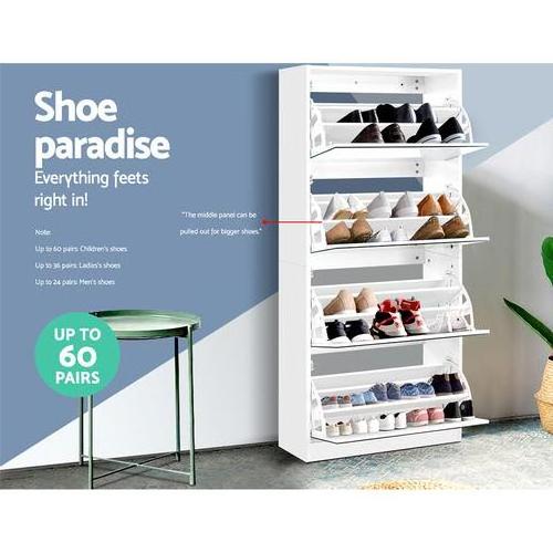 Huaye Shoe Cabinet Mirror Shoes Storage Rack Organiser 60 Pairs Cupboard Shelf