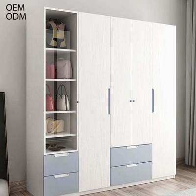 Scandinavian Minimalist Home Furniture Clothing Cupboards 4 Doors Particle Board Bedroom Wardrobes