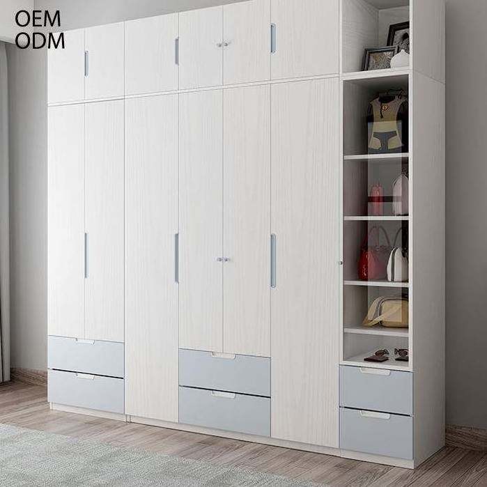 Scandinavian Minimalist Home Furniture Clothing Cupboards 4 Doors Particle Board Bedroom Wardrobes