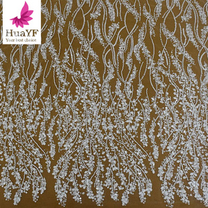 2022 New white bridal wedding 3d beaded lac sequins lace dress fabric wholesale african for 5 yards HY1936-2