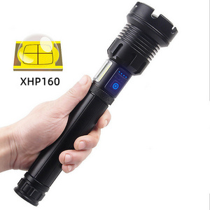 Latest Super bright flashlight 100000 lumen XHP90 waterproof COB side light Type-c rechargeable flashlight led torch light