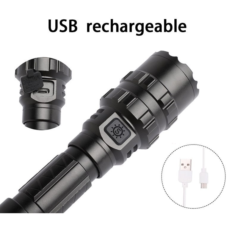 Factory direct selling L2 tactical spotlight long-range glare flashlight USB rechargeable hunting outdoor aluminum flashlight