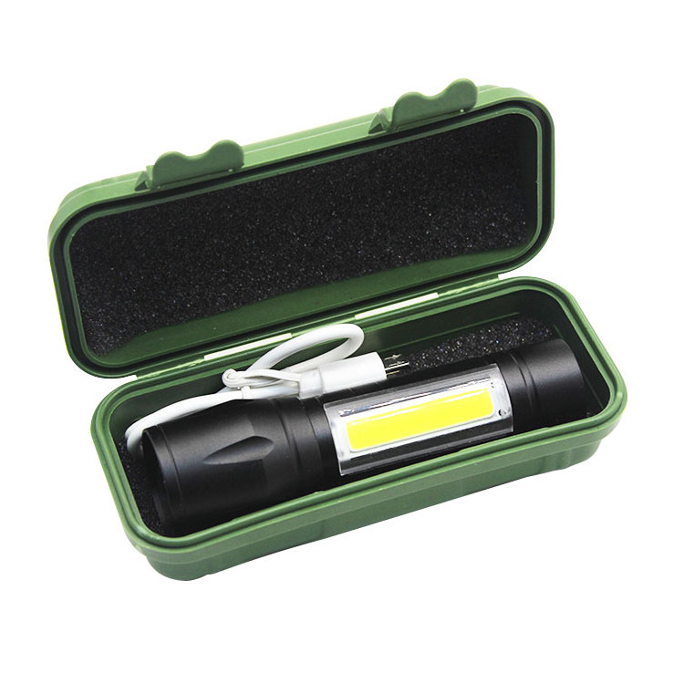 Aluminum EDC portable super bright Small Torch USB Mini zoomable rechargeable COB LED Flashlight