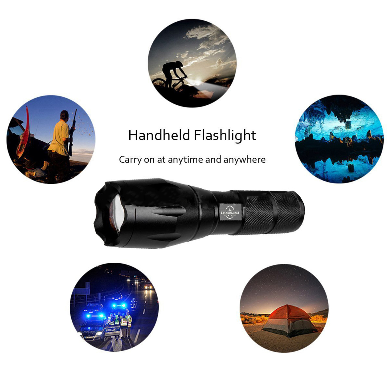 1000 Lumens 5 Modes Zoomble Waterproof Tactical Rechargeable T6 LED Flashlight  for Outdoor Light Tactical flashlight torch