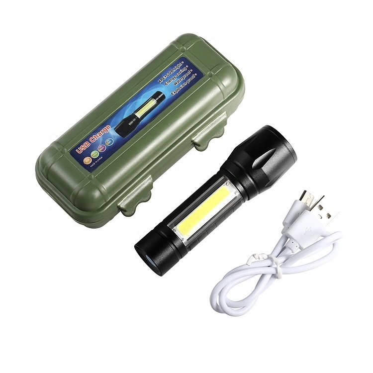 Aluminum EDC portable super bright Small Torch USB Mini zoomable rechargeable COB LED Flashlight