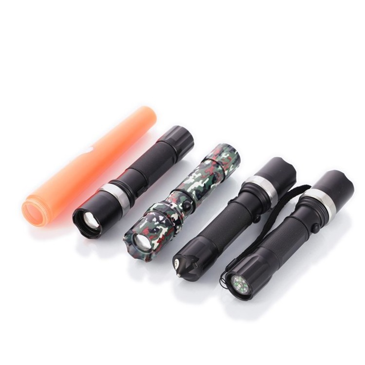 YAOMING Rechargeable tactical LED flashlight ultra bright Aluminium flashlights self-defence baton torch