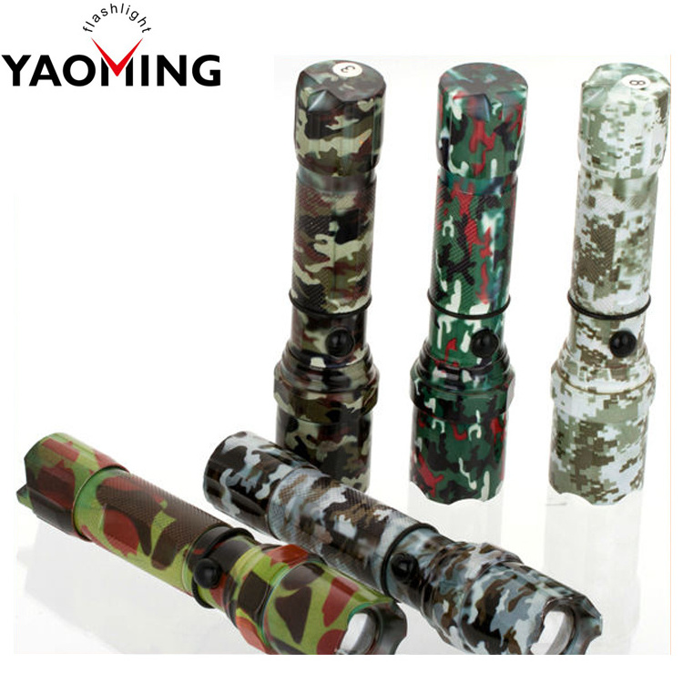 YM-2188 High Power Bank Baton Torch Light Super Bright XPE LED Rechargeable Camo Flashlight