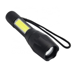 5 Modes  XM-L T6 LED Rechargeable Flashlight Super Bright Zoomable Small Tactical Flashlight Torch with side COB flood light