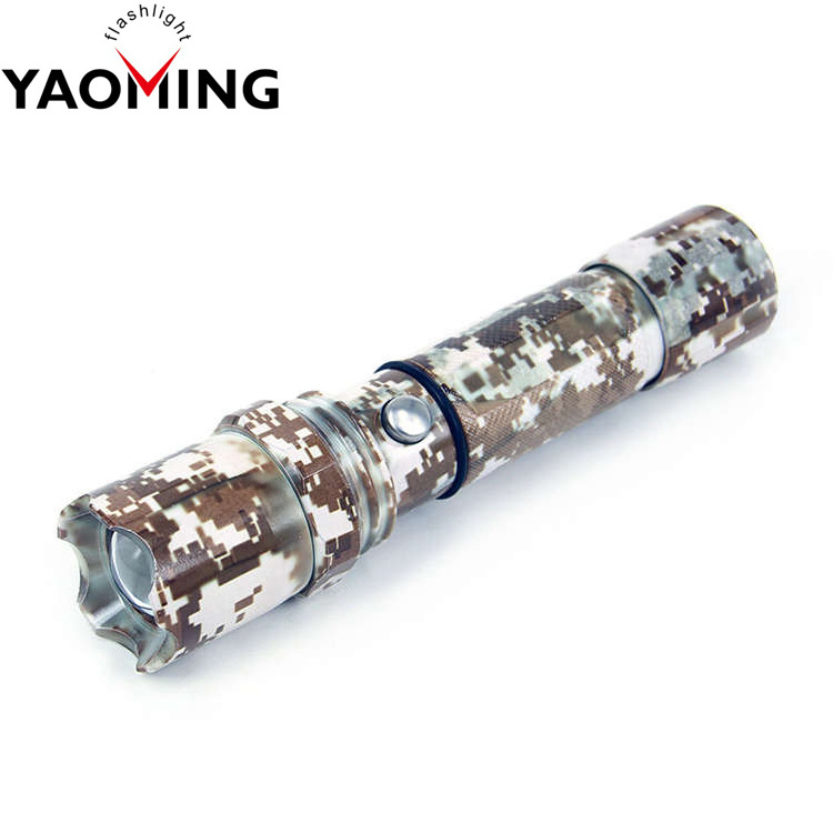 YM-2188 High Power Bank Baton Torch Light Super Bright XPE LED Rechargeable Camo Flashlight