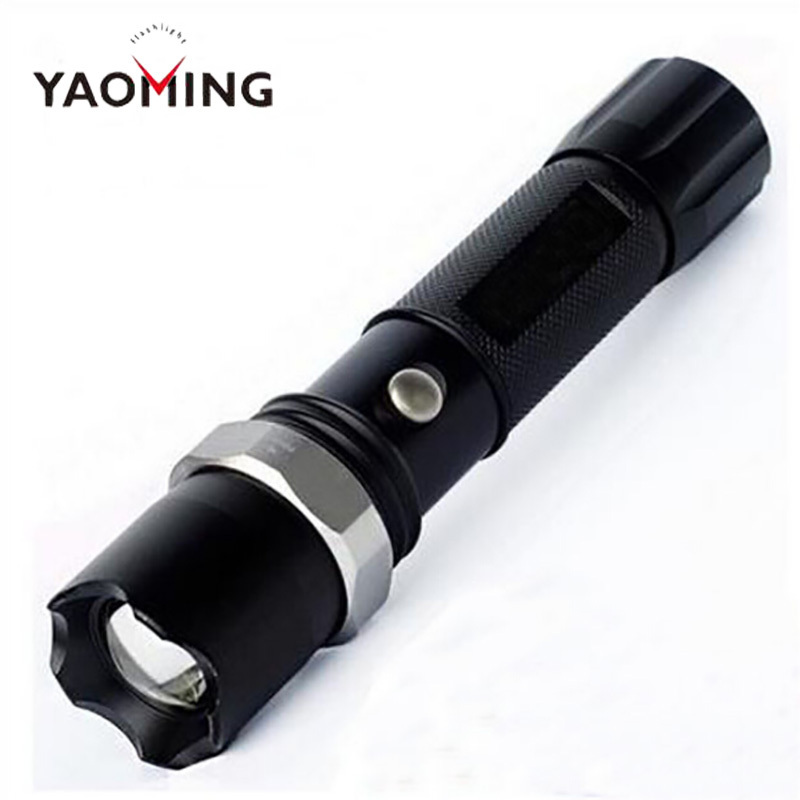 YAOMING Rechargeable tactical LED flashlight ultra bright Aluminium flashlights self-defence baton torch