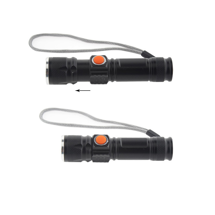 Aluminum Portable T6 LED Torch Adjustable Focus USB Rechargeable LED Flashlight