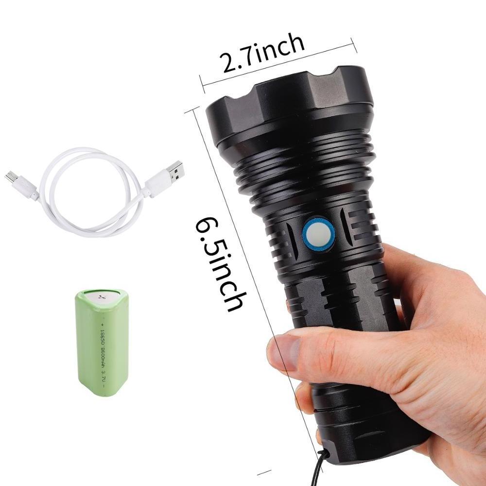 XHP50 High Power 10000Lumen Led 2KM Distance Flashlight Aluminum Torch USB Rechargeable Hunting Flashlight