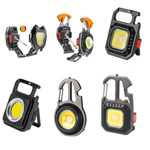 Cross-border hot sale Mini COB Keychain Flashlight Type-C Rechargeable Outdoor Camping multi functional flashlight work light