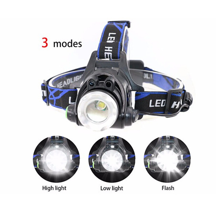 Wholesale LED long shot zoomable sensor headlight T6 super bright USB rechargeable waterproof outdoor fishing camping headlamp