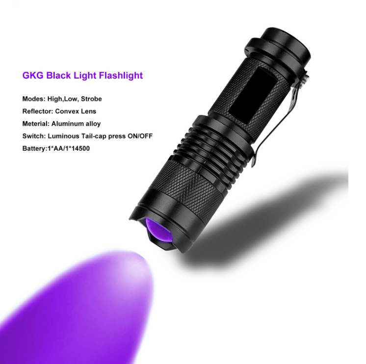 Factory direct Ultra Violet Black Light mini portable pocket waterproof AA battery 365nm 395nm uv flashlight torch