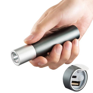 Pocket portable USB rechargeable built-in battery torch  camping  waterproof mini led aluminum flashlight  with power bank